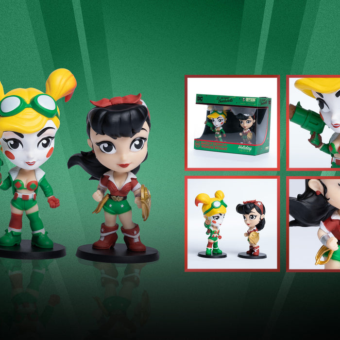 HARLEY QUINN AND WONDER WOMAN HOLIDAY EDITION DC LIL BOMBSHELLS VINYL FIGURES (CRYPTOZOIC STORE EXCLUSIVE)