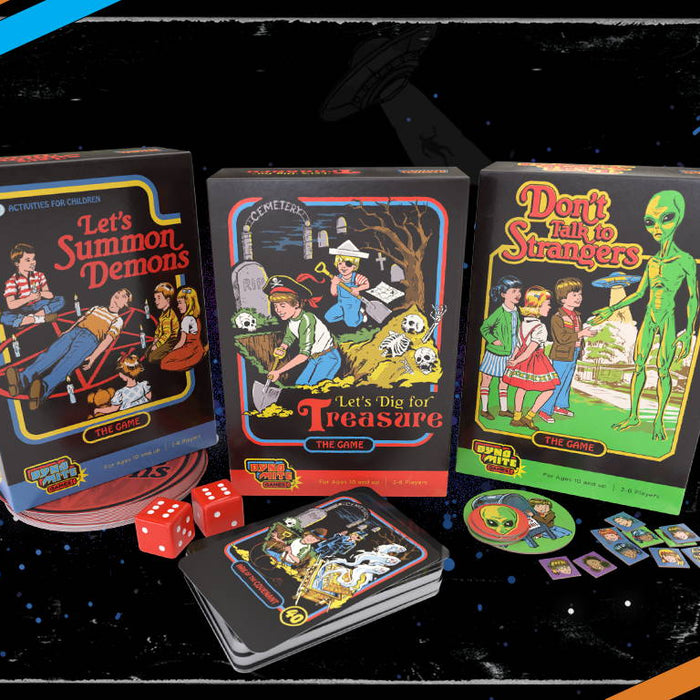 Cryptozoic Announces Release of Three Steven Rhodes Games:  Let’s Dig for Treasure, Let’s Summon Demons, and Don’t Talk to Strangers