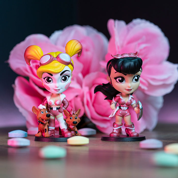 Harley Quinn and Wonder Woman Powerful in Pink Edition DC Lil Bombshells Vinyl Figures (Cryptozoic Exclusive) SOLD OUT!