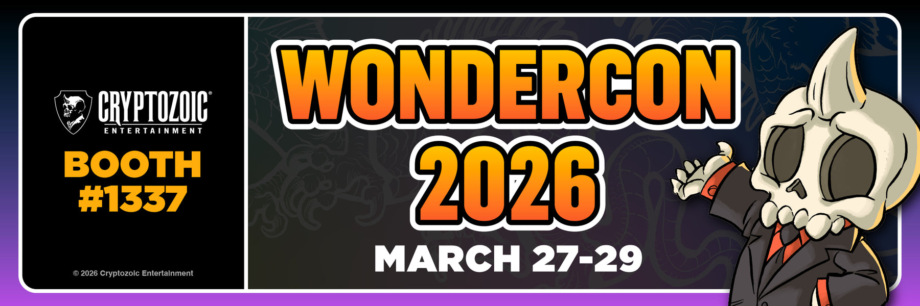 WonderCon 2026 March 27-29 at Booth #1337 banner. 