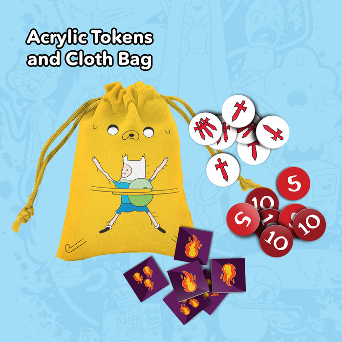 Adventure Time Card Wars: Acrylic Burn, Attack, & Mega HP Tokens & Bag (Kickstarter Exclusive)