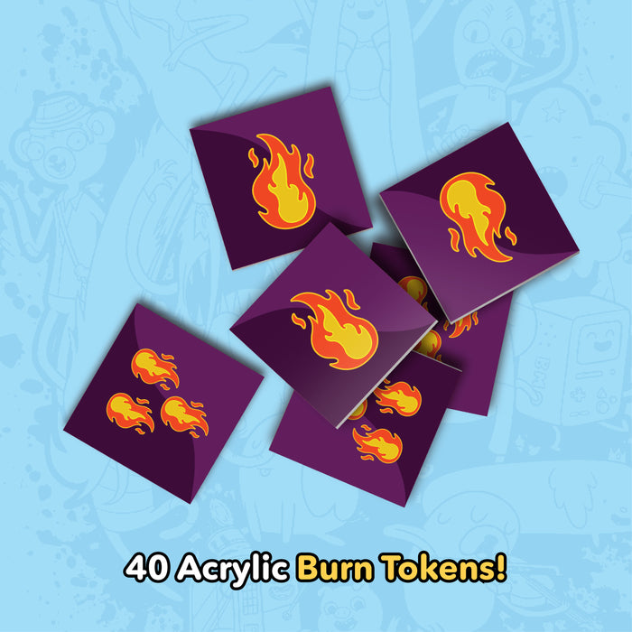 Adventure Time Card Wars: Acrylic Burn, Attack, & Mega HP Tokens & Bag (Kickstarter Exclusive)