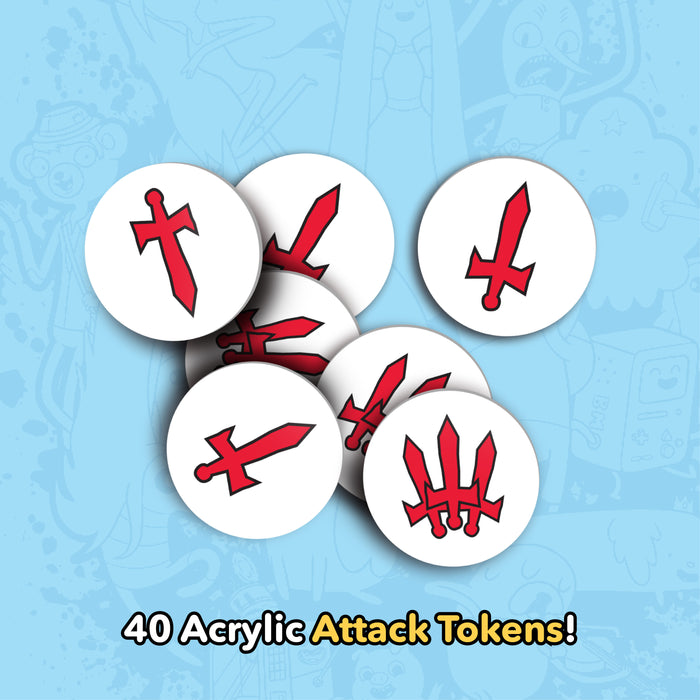 Adventure Time Card Wars: Acrylic Burn, Attack, & Mega HP Tokens & Bag (Kickstarter Exclusive)