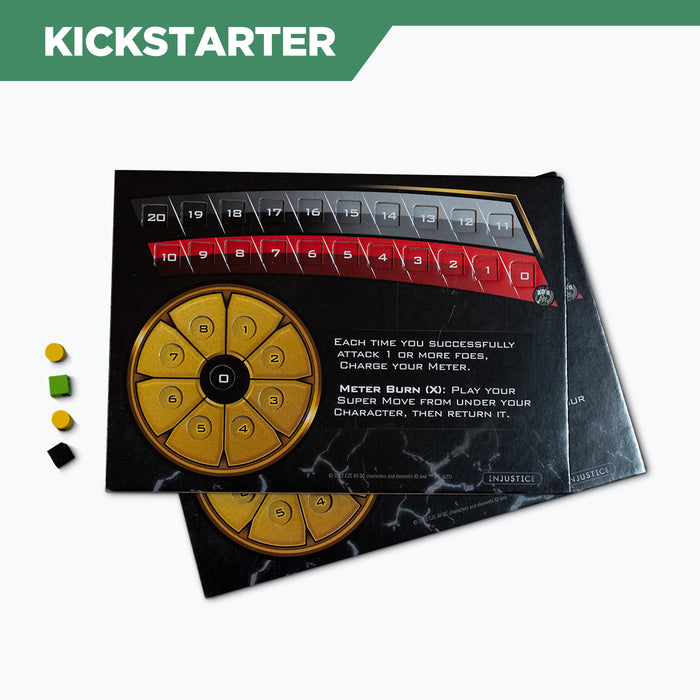 DC Deck-Building Game: Injustice  — 2 Dual-Layered Health Tiles + 4 Wooden Markers (Kickstarter Exclusive)