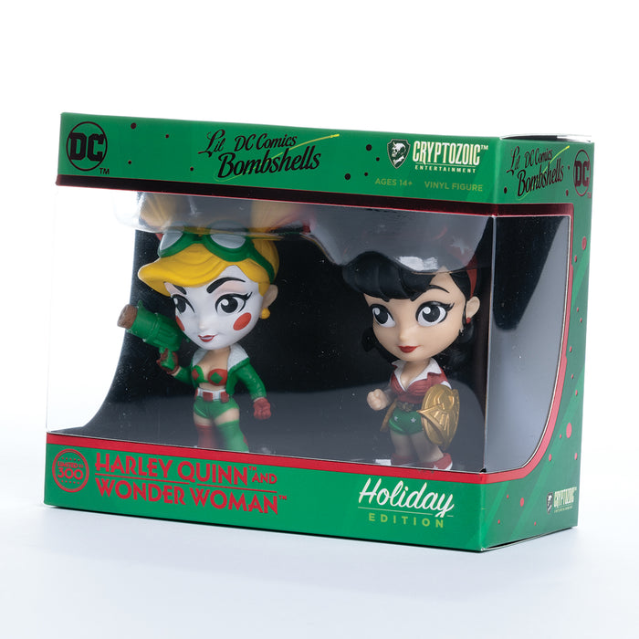 Harley Quinn and Wonder Woman Holiday Edition DC Lil Bombshells Vinyl Figures (Cryptozoic Exclusive)