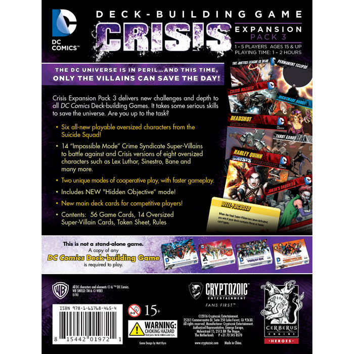 DC DeckBuilding Game Crisis Expansion Pack 3 Cryptozoic