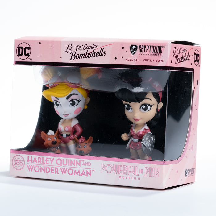 Harley Quinn and Wonder Woman Powerful in Pink Edition DC Lil Bombshells Vinyl Figures (Cryptozoic Exclusive) SOLD OUT!